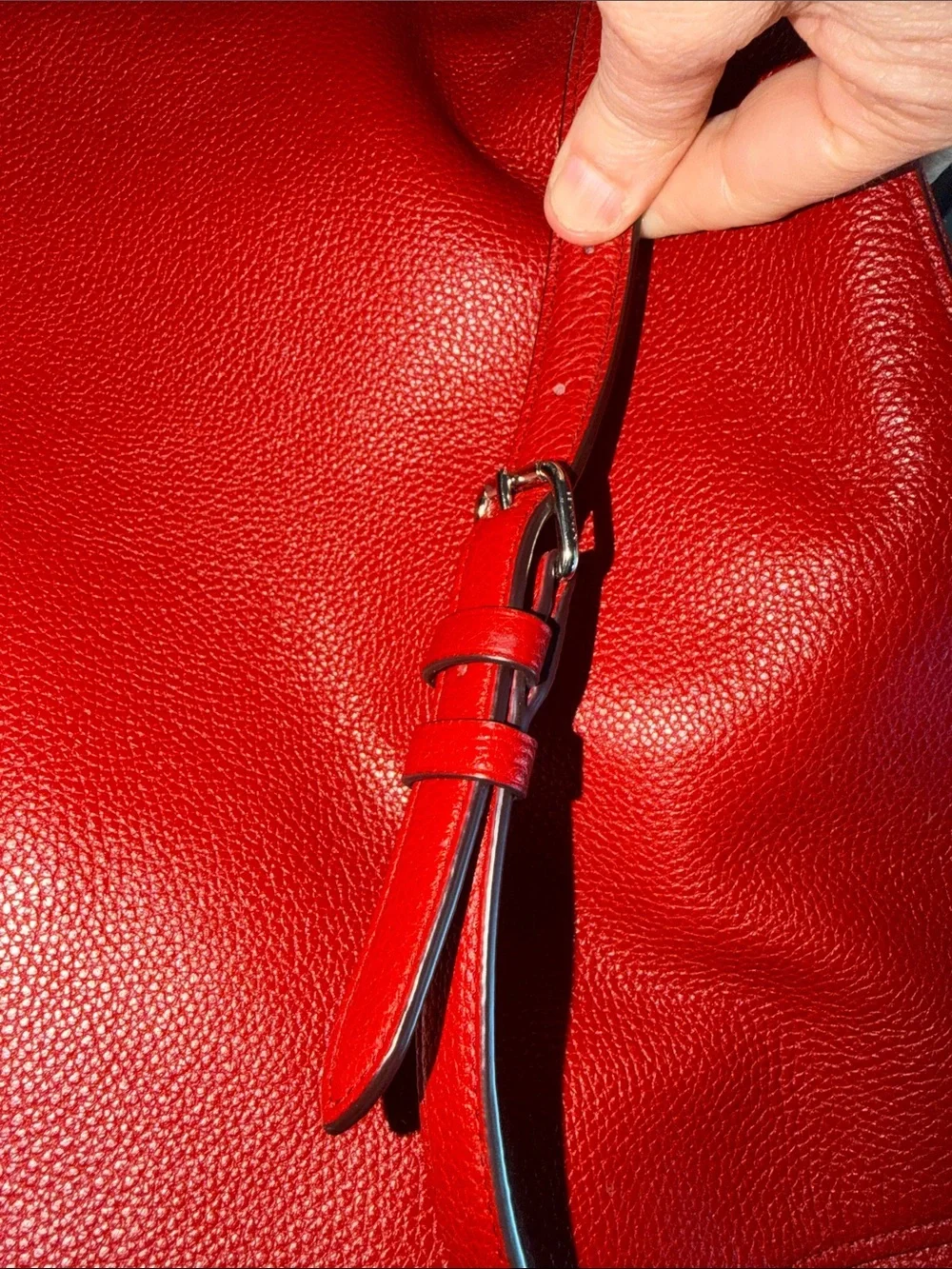 Coach Red Pebble Leather Shoulder Hobo